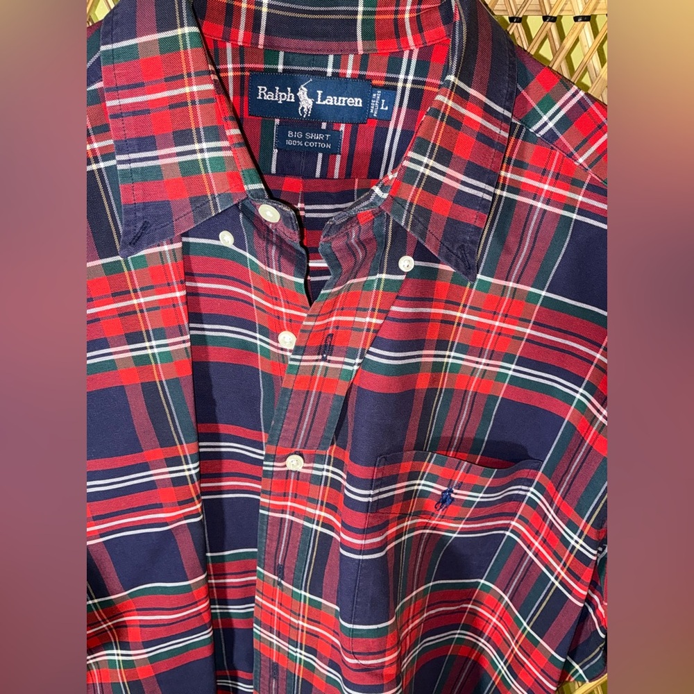 Ralph Lauren Men’s Big Shirt Plaid Size L - Picture 6 of 6